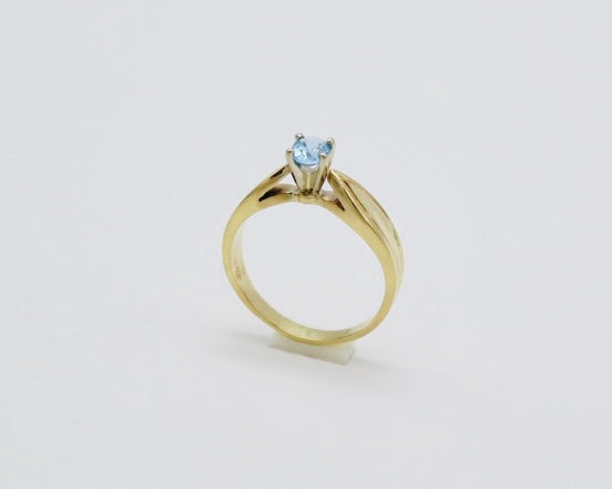 Bague or 14k Blue Topaz