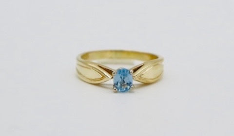 Bague or 14k Blue Topaz