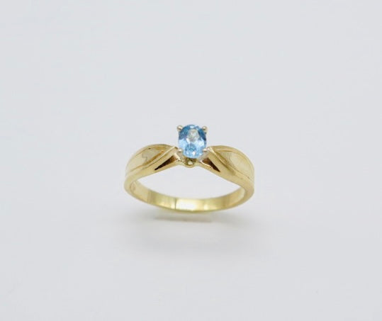 Bague or 14k Blue Topaz