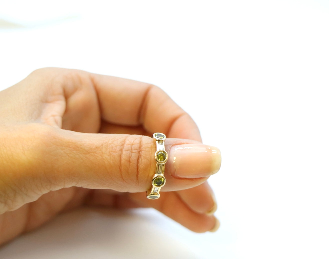 BAGUE CITRINE ET DIAMANTS BAGUETTE