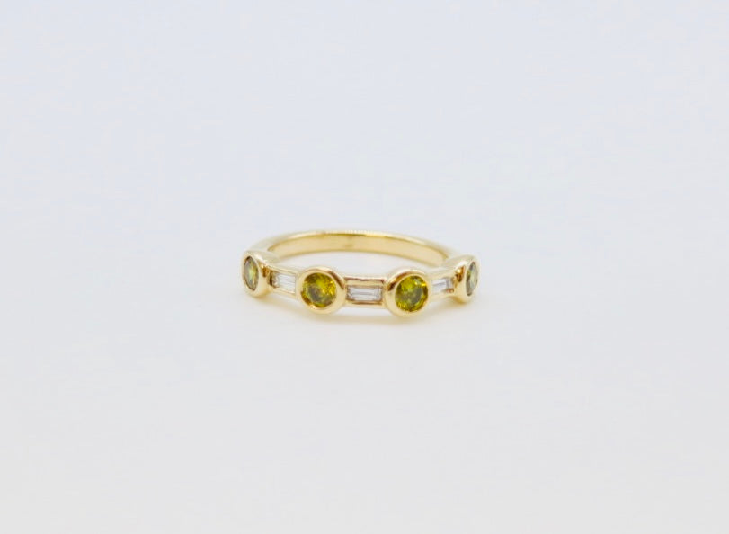 BAGUE CITRINE ET DIAMANTS BAGUETTE