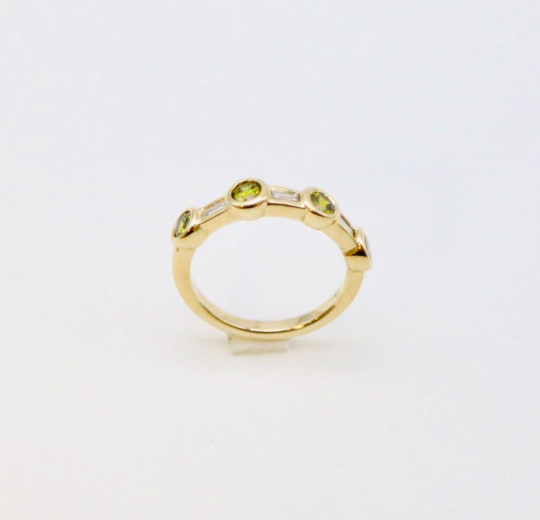 BAGUE CITRINE ET DIAMANTS BAGUETTE